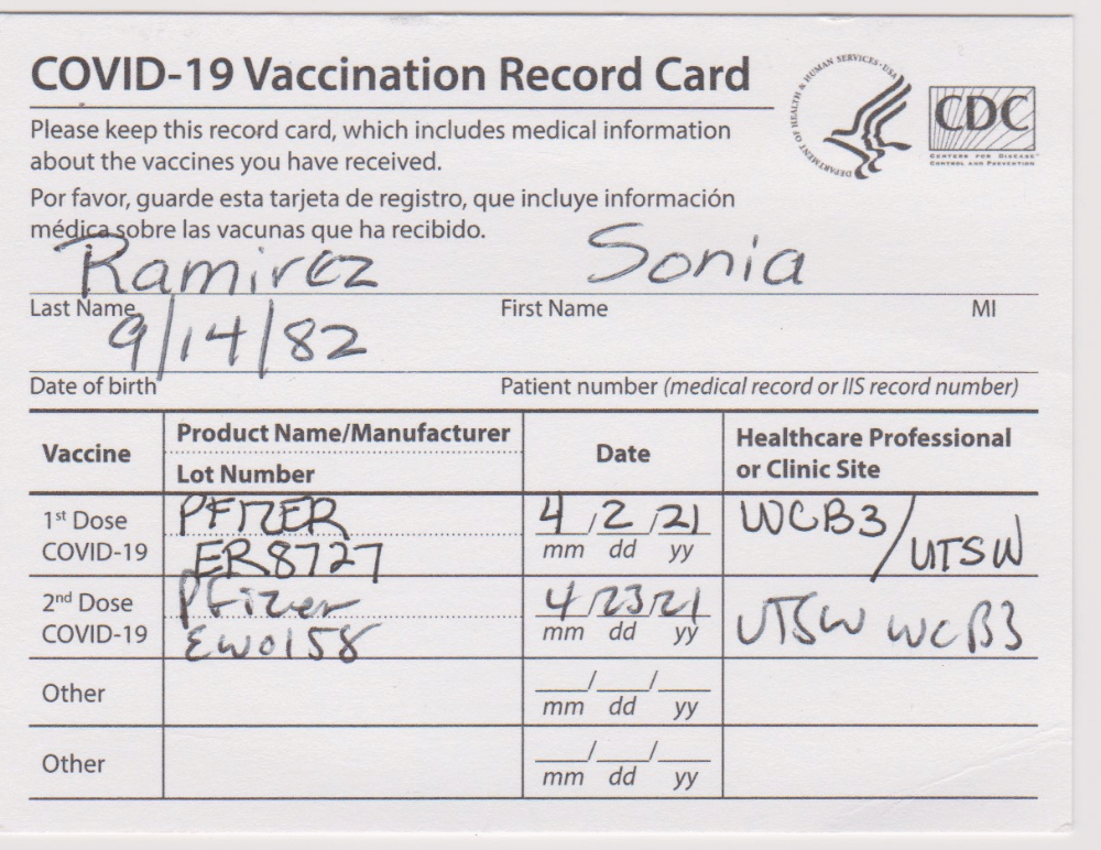 Sonia Ramirez Vaccination S & A Cleaning Services