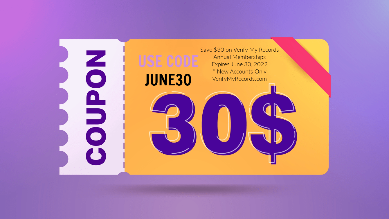 Verify My Records Coupon Code Exp June 30 2002