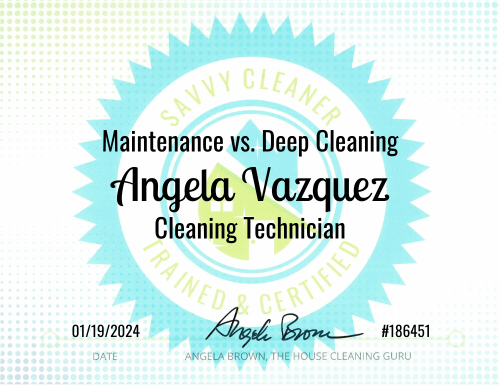 Angela Vazquez Maintenance vs. Deep Cleaning Savvy Cleaner Training