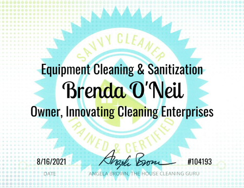 Brenda O'Neil Equipment Cleaning and Sanitization Savvy Cleaner Training