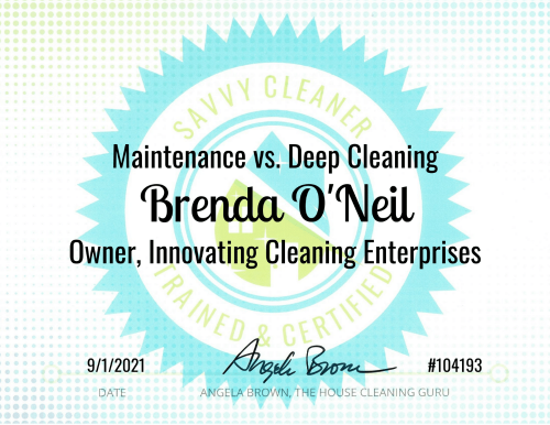 Brenda O'Neil Maintenance vs. Deep Cleaning Savvy Cleaner Training