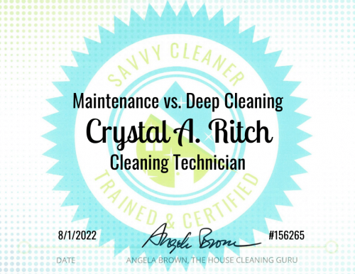 Crystal Ritch Maintenance vs. Deep Cleaning Savvy Cleaner Training