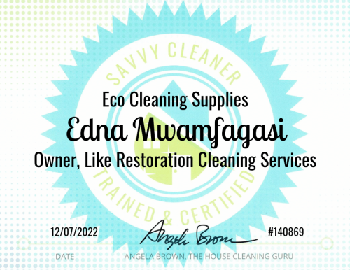 Edna Mwamfagasi Eco Cleaning Supplies Savvy Cleaner Training