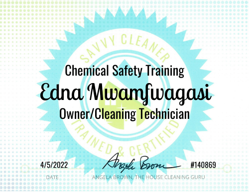 Edna Mwamfwagasi Chemical Safety Training Savvy Cleaner Training