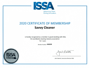 ISSA Certificate of Membership - Savvy Cleaner - Angela Brown