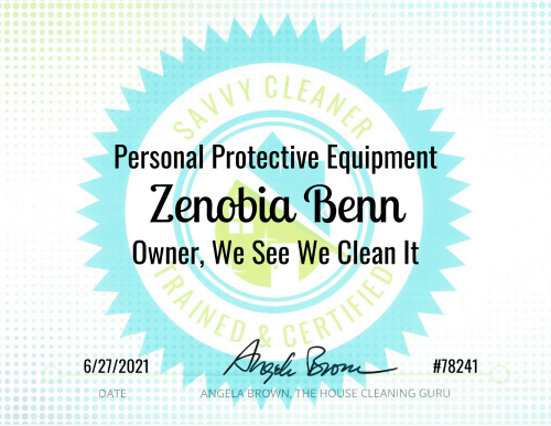 Personal Protective Equipment Savvy Cleaner Zenobia Benn