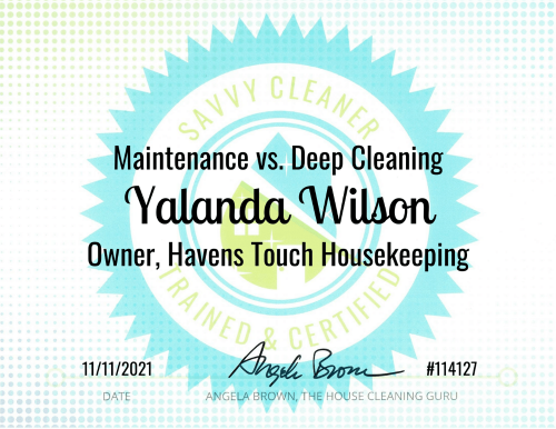 Yalanda Wilson Maintenance vs. Deep Cleaning Savvy Cleaner Training