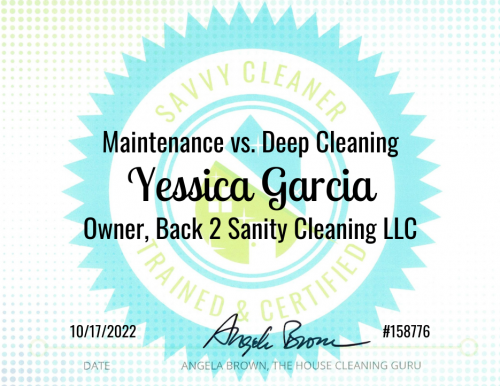 Yessica Garcia Maintenance vs. Deep Cleaning Savvy Cleaner Training